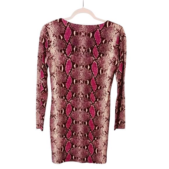 Diane Von Furstenberg Reina Silk Dress Pink Snake Python Print Shift Magenta Sz4 - Picture 2 of 8